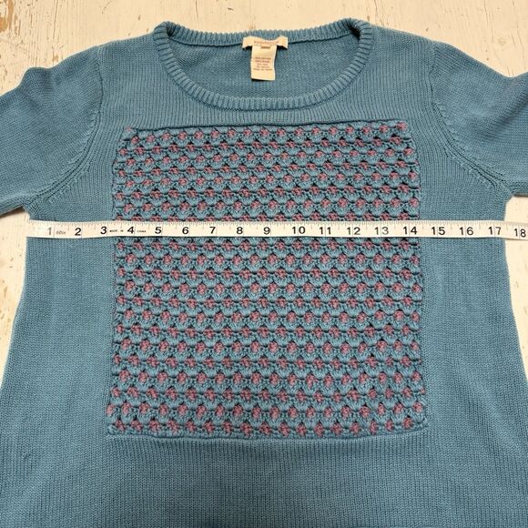 Sundance Sweater S Silk Blend Crochet Knit Boho Teal 90s Classic Quiet Luxury - Picture 6 of 10
